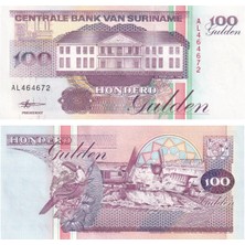 Benim Koleksiyonum Surinam, 100 Gulden (1998) P#139 Çil Eski Yabancı Kağıt Para