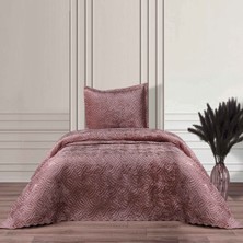 Karaca Home Lamia Tek Kişilik Yatak Örtüsü Pudra Kadife Desenli 160 x 240 cm Polyester Malzeme