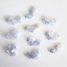 Şeffaf Aksesuar Kalp Beyaz 10 Adet