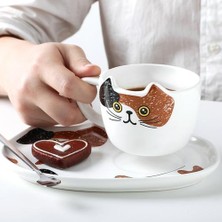 SLD Sevimli Kedi Seramik Kahve Kupa Set (Yurt Dışından)