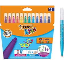 Bic Bıc Kids 12 Renkli Kid Couleur Baby Keçeli Boya Kalemi Seti 1+ Yaş Çocuklar İçin Eğlenceli