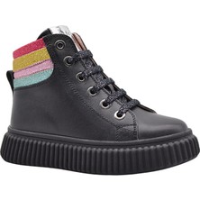 Kids A More Angel Bağcıklı ve Fermuarlı Deri Kız Çocuk Bot Siyah