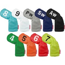 Strade Store 9x Golf Demir Headcover Set Su Geçirmez Büyük Sayı Pu Koruma Aksesuarları Renkli (Yurt Dışından)