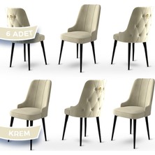 Canisa Concept Enoa Serisi Babyface Kumaş Siyah Gürgen Ayaklı 6 Adet Sandalye Gold Halkalı