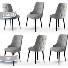 Canisa Concept Enoa Serisi Babyface Kumaş Siyah Gürgen Ayaklı 6 Adet Sandalye Gold Halkalı