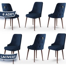 Canisa Concept Enoa Serisi  Babyface Kumaş Ceviz Gürgen Ayaklı 6 Adet Sandalye Gold Halkalı