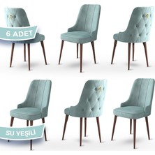 Canisa Concept Enoa Serisi  Babyface Kumaş Ceviz Gürgen Ayaklı 6 Adet Sandalye Gold Halkalı