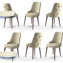 Canisa Concept Enoa Serisi  Babyface Kumaş Ceviz Gürgen Ayaklı 6 Adet Sandalye Gold Halkalı