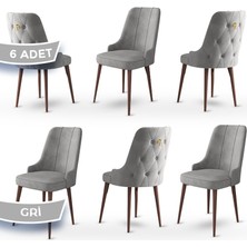 Canisa Concept Enoa Serisi  Babyface Kumaş Ceviz Gürgen Ayaklı 6 Adet Sandalye Gold Halkalı