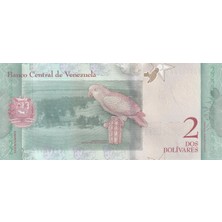 Benim Koleksiyonum Venezuela, 2 Bolivar (2018) P#101 Çil Eski Yabancı Kağıt Para