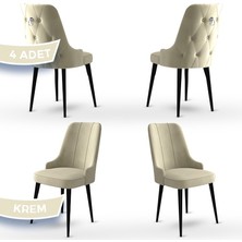 Canisa Concept Enoa Serisi  Babyface Kumaş Siyah Gürgen Ayaklı  4 Adet Sandalye Gümüş Halkalı