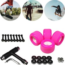 Strade Store 4 Pack Dayanıklı Kaykay Rulmanlar Tekerlek Dıy Kiti Longboard Scooter Spinners 70X51MM Pembe (Yurt Dışından)