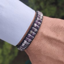 Clays Jewellery Ametist & Hematit Taşı Silindir Bileklik, Unisex / Kadın / Erkek