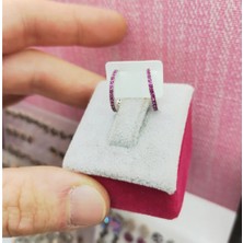 Oriental Kuvars Taşlı Gümüş Halka Küpe