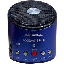 Bewell Speaker Hoparlör Micro Sd Kart Girişli  Mini Taşınabilir Speaker Şarjlı Hoparlör Mavi Bewell Bs-08