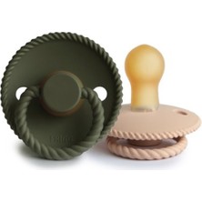 Frıgg Rope Ikili Kauçuk Emzik - Croissant / Olive 0-6 Ay