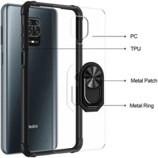 Apsuwa Xiaomi Redmi Note 9s Kılıf Mola Standlı Yüzüklü Şeffaf