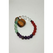 Bade Accessories Erkek Yengeç Burcu Doğal Taş Bileklik (Akik, Florit, Kristal Kuvars, Ametist, Hematit )