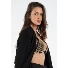 Heviss Dubai Taşlı Büstiyer Crop Bra Bikini Gold