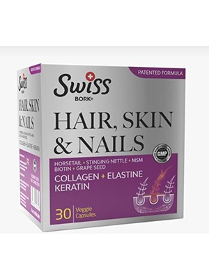 Swiss Bork Swiss Bork® Hair, Skin And Nails 30 Kapsül (Saç Tırnak ve Cilt Sağlığı   ve Keratin)