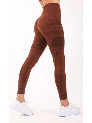 Maraton Active Seamless Desenli Yüksek Bel Toparlayıcı Spor Tayt