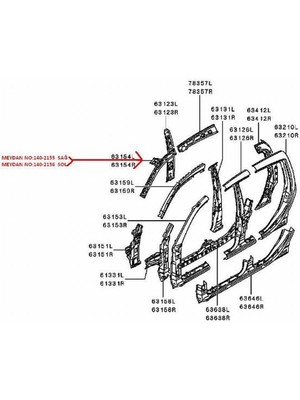 Otoco Mıtsubıshı L200- Pıck Up- 06/15 Ön Direk Üst Iç Sacı Sağ Tavan Ön Kısmına Takılan Çift Kabin(Or 5311A474T