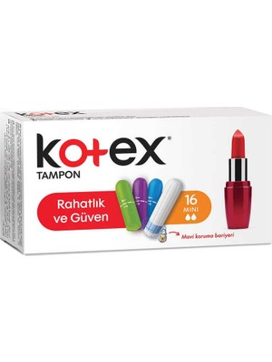 Kotex Mini Tampon 16 Adet Mavi Koruma Bariyeri ile Rahat ve Güvenli Kullanım