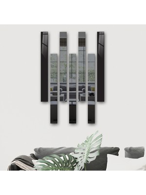 Decorita Dekor Camı | Düz Renk Siyah Cam ve Ayna | 7'li Takım | 5cm x 50CM