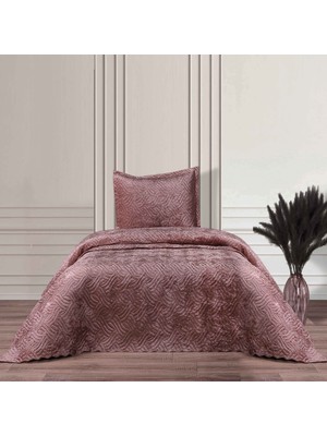 Karaca Home Lamia Tek Kişilik Yatak Örtüsü Pudra Kadife Desenli 160 x 240 cm Polyester Malzeme