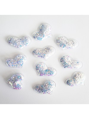 Şeffaf Aksesuar Kalp Beyaz 10 Adet