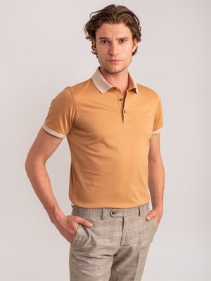 Dufy Camel Erkek Slim Fit Polo Yaka Tshirt