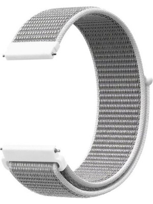 Case Street Casestreet Fossil Gen 5e FTW4055 Kordon Cırtcırt Kumaş Ayarlanabilir Beyaz