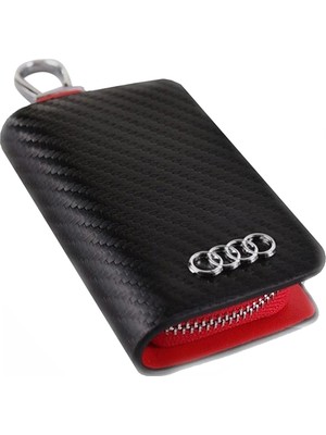 Oto Tuning Karbon Cüzdan - Audi Uyumlu Karbon Desenli Gerçek Deri Cüzdan Anahtarlık