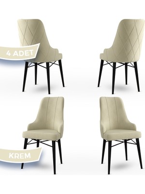 Canisa Concept Neta Serisi  Babyface Kumaş Sandalye Siyah Gürgen Ayak 4 Adet Sandalye