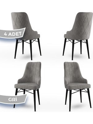 Canisa Concept Neta Serisi  Babyface Kumaş Sandalye Siyah Gürgen Ayak 4 Adet Sandalye