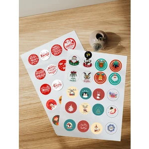Yılbaşı Sticker Seti, 40 Adet 5cm Yuvarlak Mutlu Yıllar, Yeni Yıl, Yılbaşı Hediye Paketi Etiketleri
