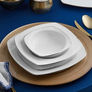 Square Bone Chiara 60 Parça 12 Kişilik Yemek Takımı Platin
