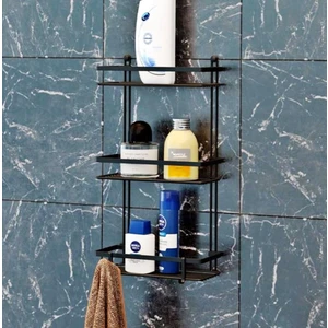 Üç Katlı Kancalı Banyo Rafı Mat Siyah ES065H