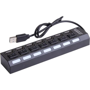 Pc Adaptörü Multi Splitter Genişletme Siyahı Için Yeni 7 Portlu USB 2.0 Adaptörü
