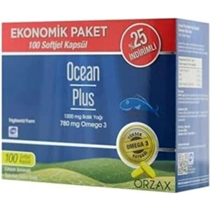 Ocean Orzax Ocean Plus 1200 Mg Balık Yağı 780 Mg Omega 3 100 Softjel Kapsül