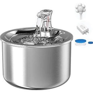 Paslanmaz Çelik Kedi Köpek Su Çeşmesi - Gümüş(Yurt Dışından)