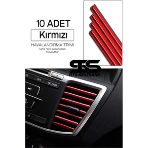 STS Oto Aksesuar Araç Içi Klima Havalandırma Izgarası Kırmızı Trim Seti Film Şerit Havalandırma Izgarası Kırmızı Trim Şerit