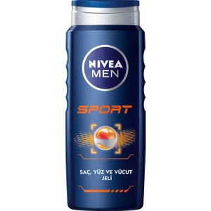 NIVEA Men Sports Duş Jeli 250 ml, 3ü 1 Arada Kullanım,Vücut, Yüz ve Saç, 24 Saat Ferahlık