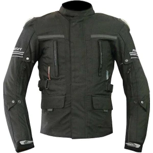 7152 Titanyum Uzun Siyah Korumalı Motosiklet Mont