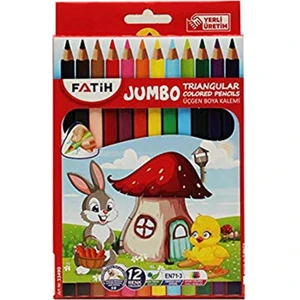 Jumbo Üçgen Triangular Kuruboya Kalemi 12 Renk