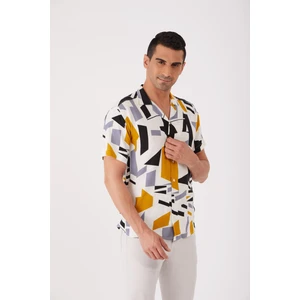 Mix Erkek Slim Fit Apaç Yaka Kısa Kol Gömlek