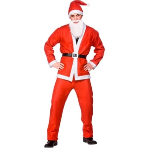 Elyaf Kumaş Yetişkin M Beden  Noel Baba Kostümü Santa Claus Kıyafeti