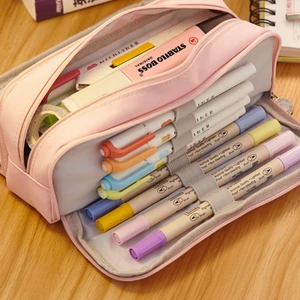 Büyük Kapasiteli Düz Renkli Kalem Kılıfı Genç Öğrenciler Için Yüksek Kaliteli Kanvas Kalem Depolama Çantası Kız Erkek (Yurt Dışından)