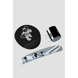 Astronot Mousepad, Kupa ve Klavye Pedi Seti