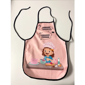 Küppeli Accessories Çocuk Mutfak ve Etkinlik Önlüğü Prenses Figürlü 46CM Boy 35CM En Bağlanabilir Tasarımlı Kumaş Önlük